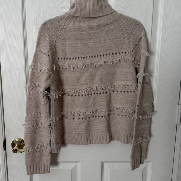 Cozy Beige Turtleneck Sweater merino wool cashmere brown Allan size medium - Picture 5 of 5